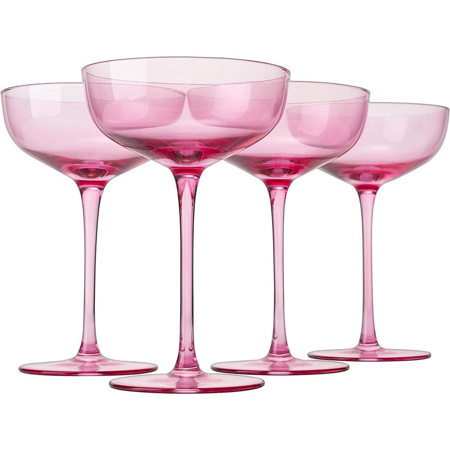 Colored Coupe Glass | 7oz | Set of 4 | Rose Color - Meraviglioso Winery