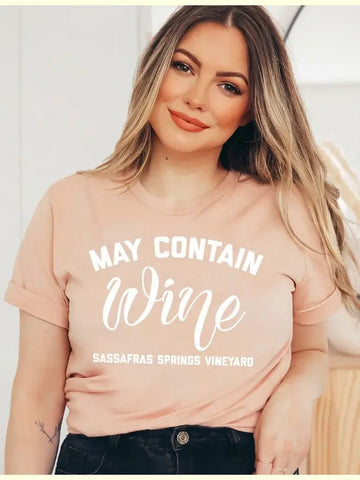 May Contain Wine - Sassafras Springs Vineyard T-Shirt size XL - Meraviglioso Winery